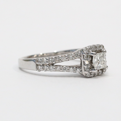 Inel Logodnă cu Diamante din Aur Alb 18k