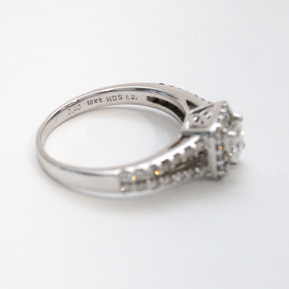 Inel Logodnă cu Diamante din Aur Alb 18k