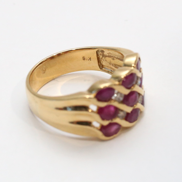 Inel cu Rubine Și Diamante din Aur Galben 18k