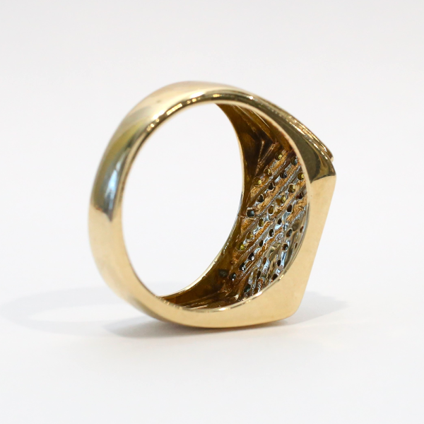 Inel cu Diamante Galben Și Albastru din Aur Galben 10k