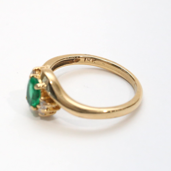 Inel cu Smarald Și Diamante din Aur Galben 14k