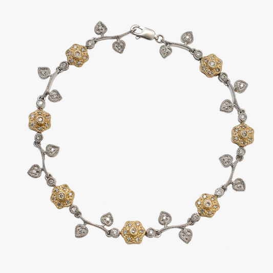 Brăţară cu Diamante din Aur Alb Și Galben 14k