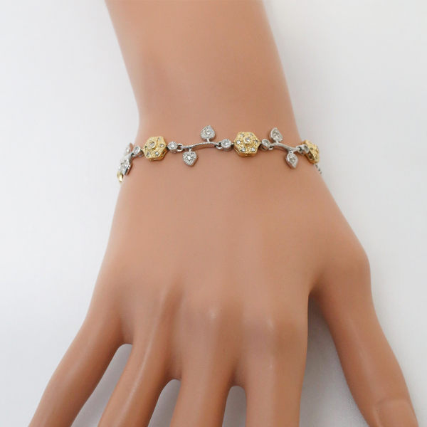 Brăţară cu Diamante din Aur Alb Și Galben 14k
