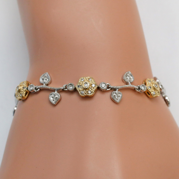 Brăţară cu Diamante din Aur Alb Și Galben 14k