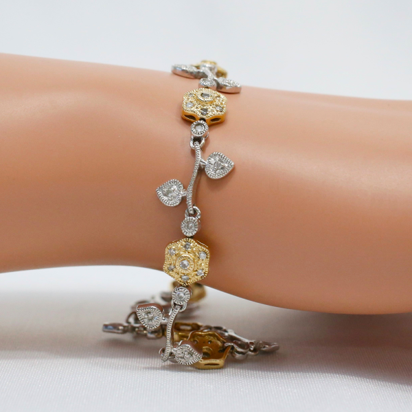 Brăţară cu Diamante din Aur Alb Și Galben 14k