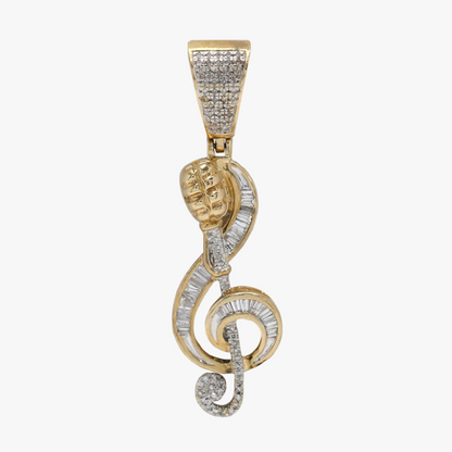 Pandantiv Treble Clef cu Diamante din Aur Galben 10k