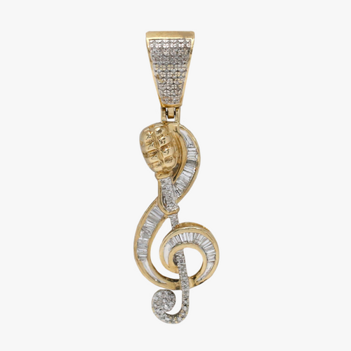Pandantiv Treble Clef cu Diamante din Aur Galben 10k