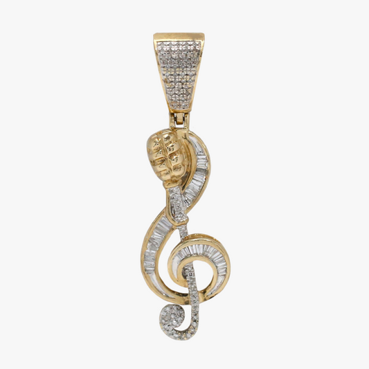 Pandantiv Treble Clef cu Diamante din Aur Galben 10k