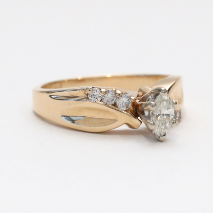Inel Logodnă cu Diamante din Aur Galben 14k