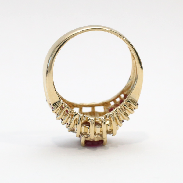 Inel cu Și Rubine Diamante din Aur Galben 14k
