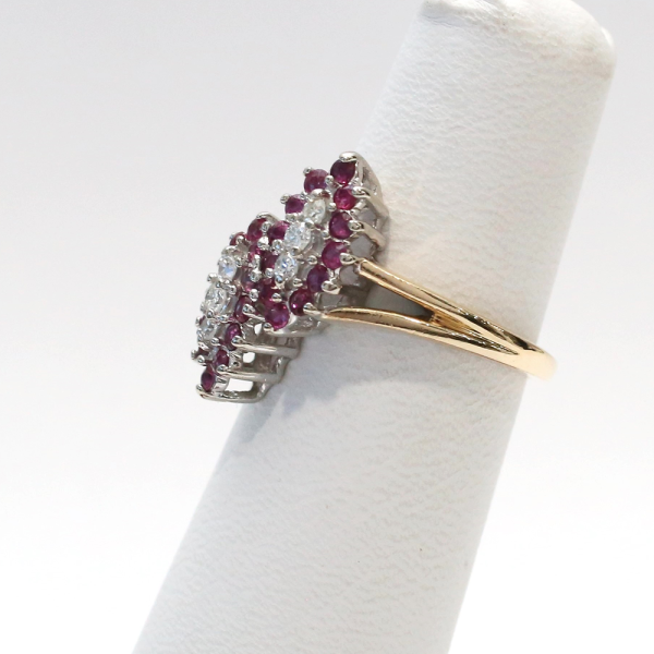 Inel cu Rubine Și Diamante din Aur Galben 14k