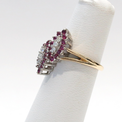Inel cu Rubine Și Diamante din Aur Galben 14k