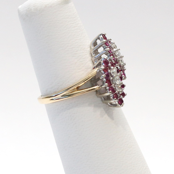 Inel cu Rubine Și Diamante din Aur Galben 14k