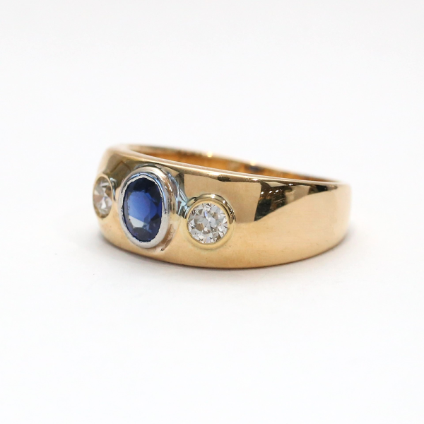 Inel cu Spinel Și Diamante din Aur Galben 18k