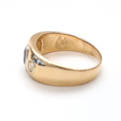 Inel cu Spinel Și Diamante din Aur Galben 18k