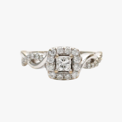 Inel Logodnă cu Diamante din Alb Aur 14k