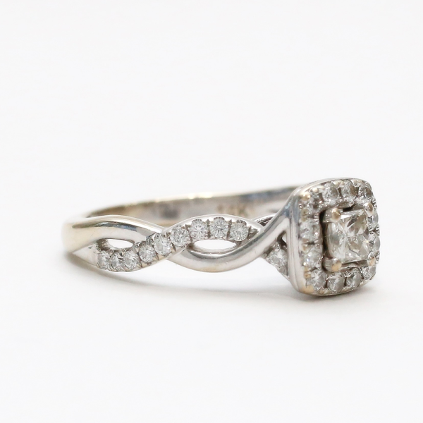 Inel Logodnă cu Diamante din Alb Aur 14k