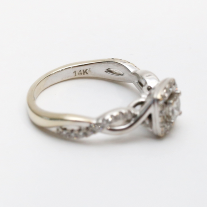 Inel Logodnă cu Diamante din Alb Aur 14k