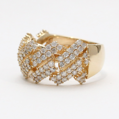 Inel Larg cu Diamante din Alb Galben 14k