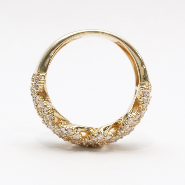 Inel Larg cu Diamante din Alb Galben 14k