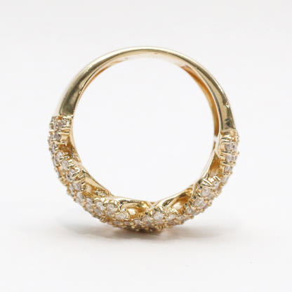 Inel Larg cu Diamante din Alb Galben 14k