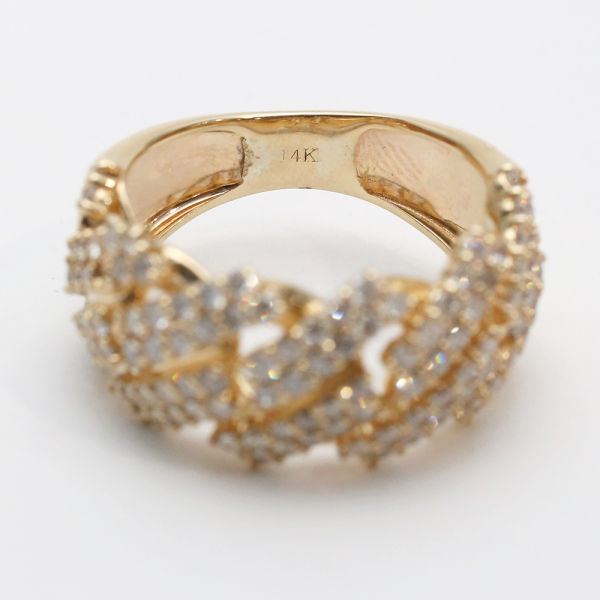 Inel Larg cu Diamante din Alb Galben 14k