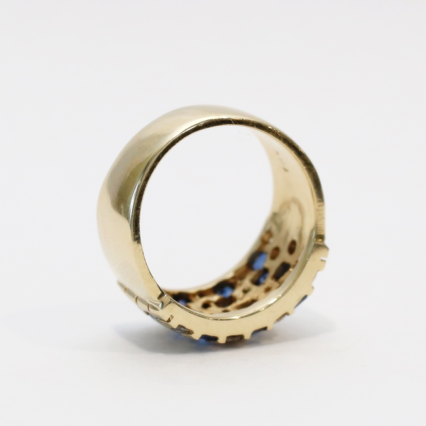 Inel cu Diamante Și Safire din Aur Galben 14k