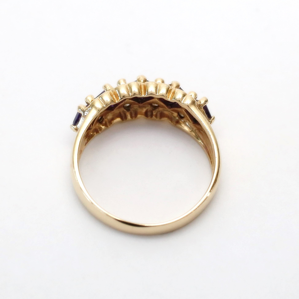 Inel cu Ametist Și Diamante din Aur Galben 14k