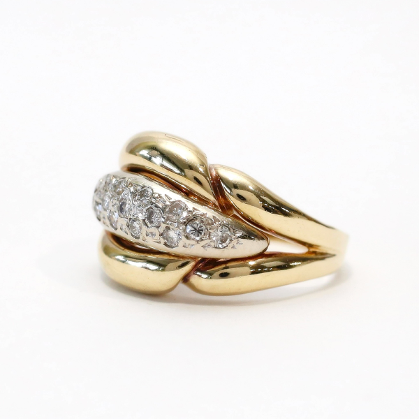 Inel cu Diamante din Aur Galben Și Alb 14k