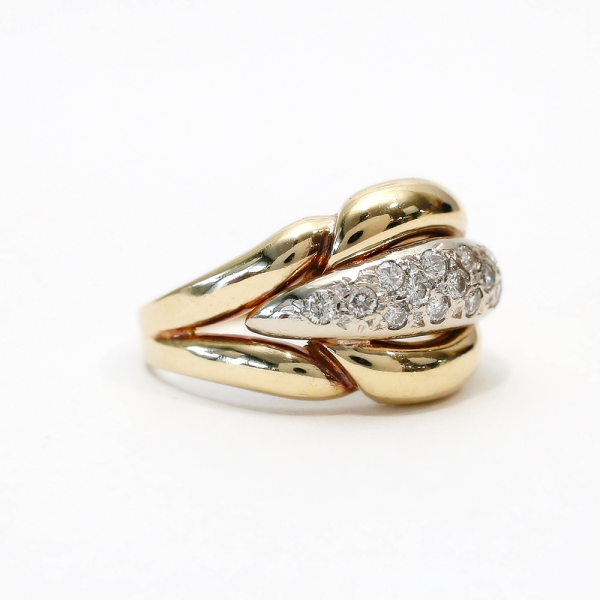 Inel cu Diamante din Aur Galben Și Alb 14k
