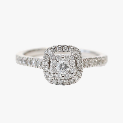 Inel Logodna cu Diamante din Aur Alb 14k