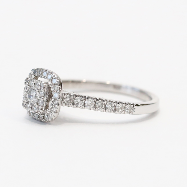 Inel Logodna cu Diamante din Aur Alb 14k