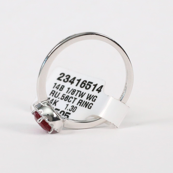 Inel cu Rubin Și Diamante din Aur Alb 14k