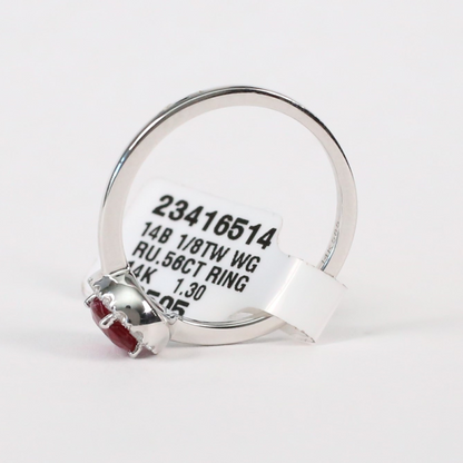 Inel cu Rubin Și Diamante din Aur Alb 14k