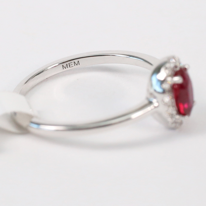 Inel cu Rubin Și Diamante din Aur Alb 14k