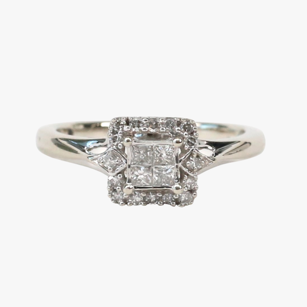 Inel cu Diamante din Aur Alb 14k