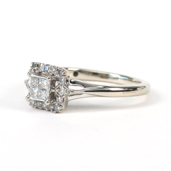 Inel cu Diamante din Aur Alb 14k