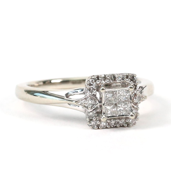 Inel cu Diamante din Aur Alb 14k