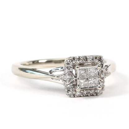 Inel cu Diamante din Aur Alb 14k