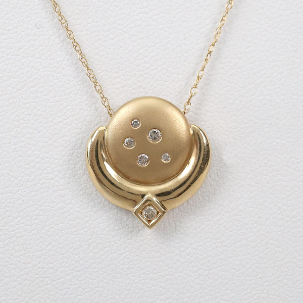 Colier Cu Pandantiv Cu Diamante din Aur Galben 14k