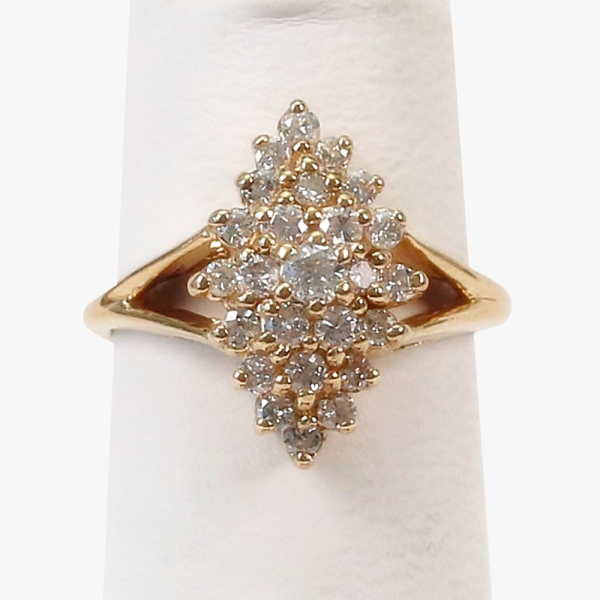 Inel de Cocktail cu Diamante din Aur Galben 14k