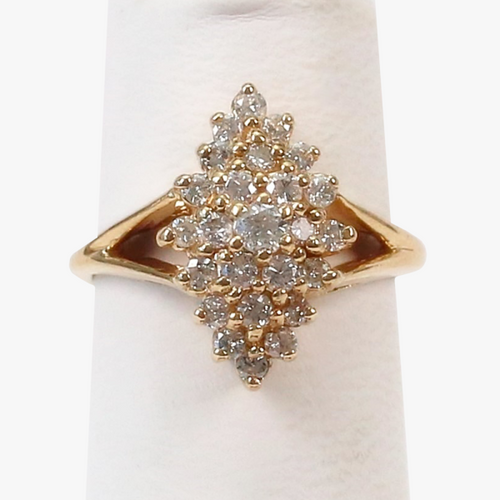 Inel de Cocktail cu Diamante din Aur Galben 14k