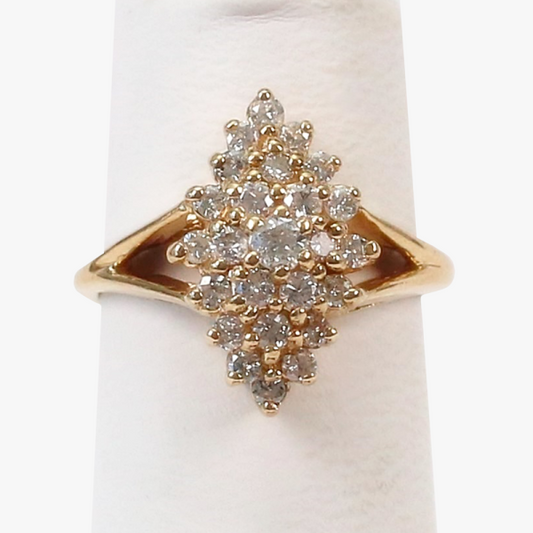 Inel de Cocktail cu Diamante din Aur Galben 14k