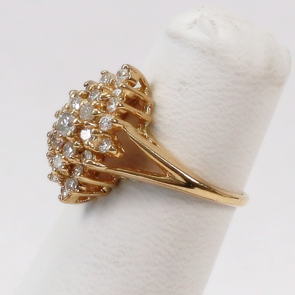 Inel de Cocktail cu Diamante din Aur Galben 14k