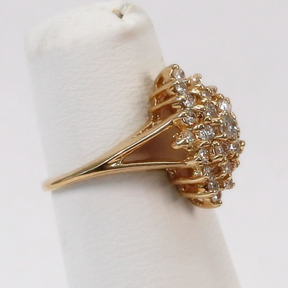 Inel de Cocktail cu Diamante din Aur Galben 14k