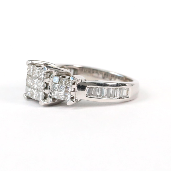 Inel cu Diamante din Aur Alb 14k