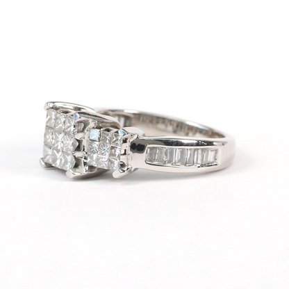 Inel cu Diamante din Aur Alb 14k