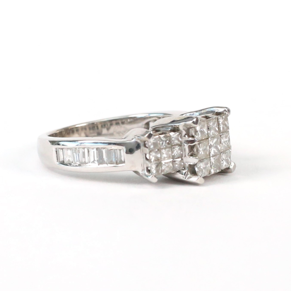 Inel cu Diamante din Aur Alb 14k