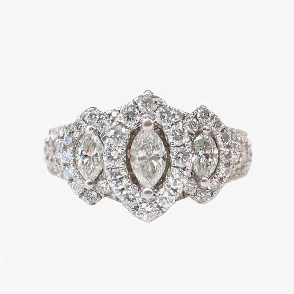 Inel cu Diamante din Aur Alb 14k