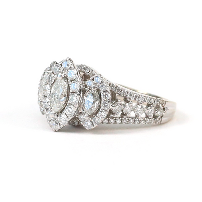 Inel cu Diamante din Aur Alb 14k